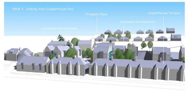 Computer generated view | PA15/10513 | Demolition of existing warehouse type building comprising 3,600 square metres of floorspace and the erection of a 70 unit residential development comprising 2no. 2-bed houses, 1no. 4-bed house, 10no one-bed flats and Computer generated view | PA15/10513 | Demolition of existing warehouse type building comprising 3,600 square metres of floorspace and the erection of a 70 unit residential development comprising 2no. 2-bed houses, 1no. 4-bed house, 10no one-bed flats and